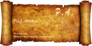 Puj Andor névjegykártya